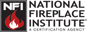 The National Fireplace Institute logo, showing a flame icon beside bold black text on a light gray background.